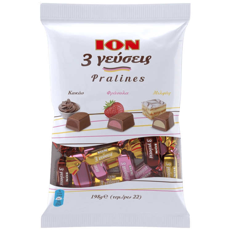 Gefüllte Schokolade (198g) ION (3 Geschmacksrichtungen) von ION bei Araxxon - Hochwertiges griechisches Produkt. Gefüllte Schokolade (198g) ION (3 Geschmacksrichtungen) από ION στο Araxxon - Αυθεντικό ελληνικό προϊόν.